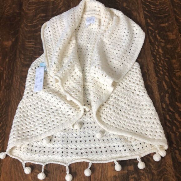 NEW Mud Pie Ivory Crochet Knit Wide Collar Sweater Vest Sz OS Cottagecore, Boho - Picture 5 of 11